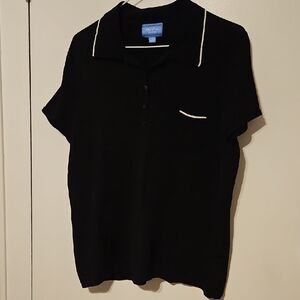 Black silk blend polo shirt women's size XL by Simply Vera great shape
